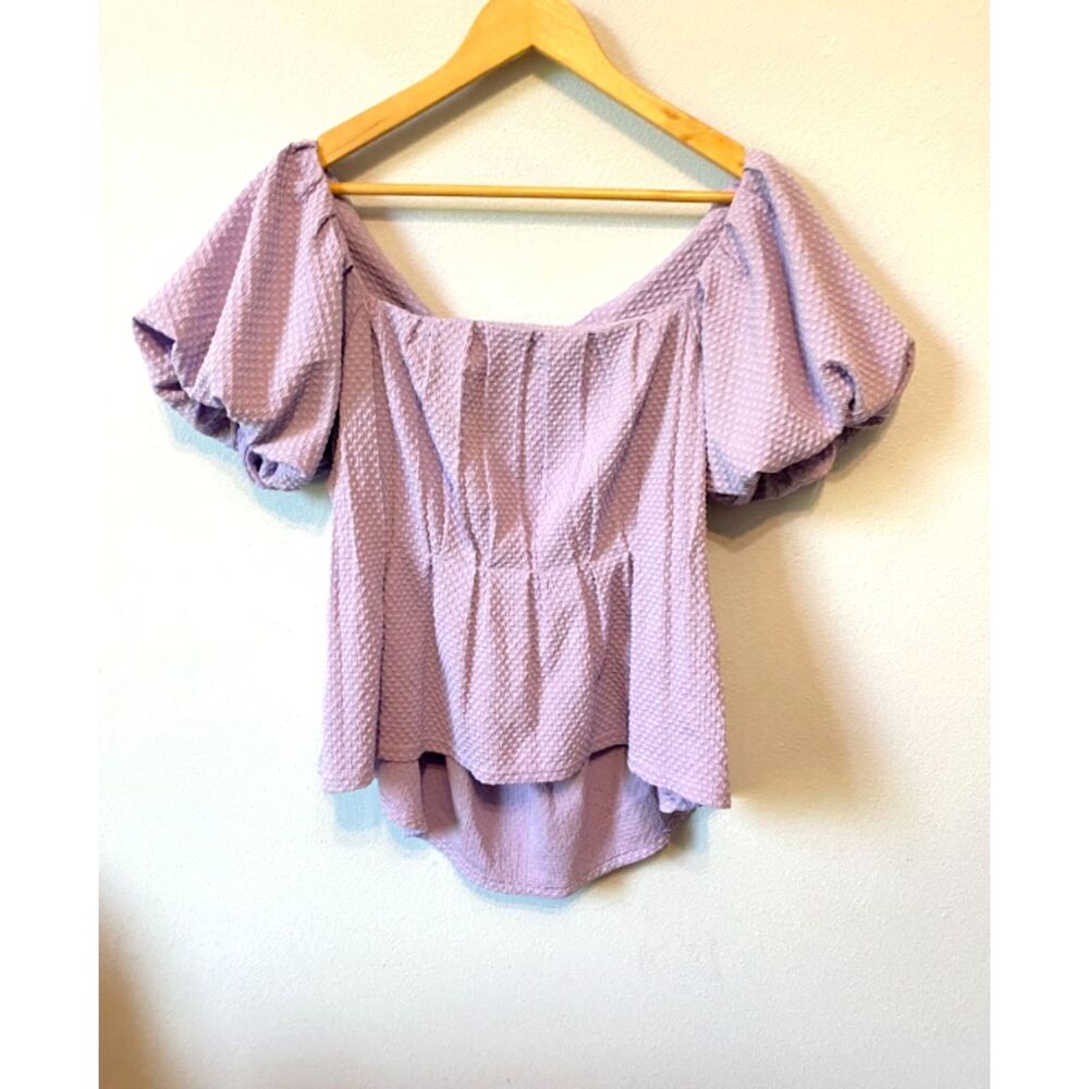 fanco Lavender‎ Puff Sleeve Open Back Peplum Coquette Cottagecore Women's Large